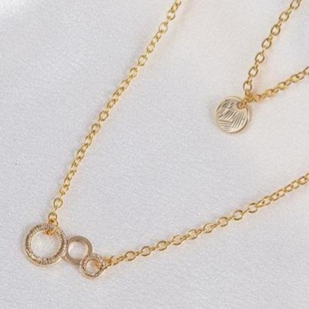 3 Pack Golden Layered Disk Necklace